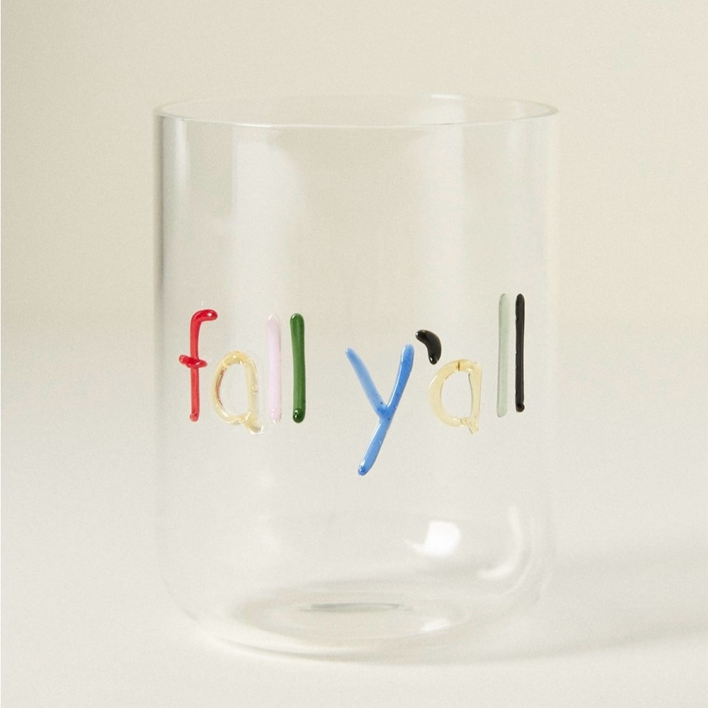 NWT Anthropologie The Love Notes Icon Juice Glass “Fall Y’all”